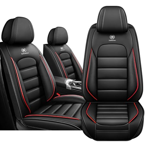 Image of Car Seat Covers for Chevy Chevrolet Trax 2024-2025, Nappa Leather Front Seat Cover Full Coverage Seat Protectors Waterproof Cushion (Black Red,2 Seats Standard)