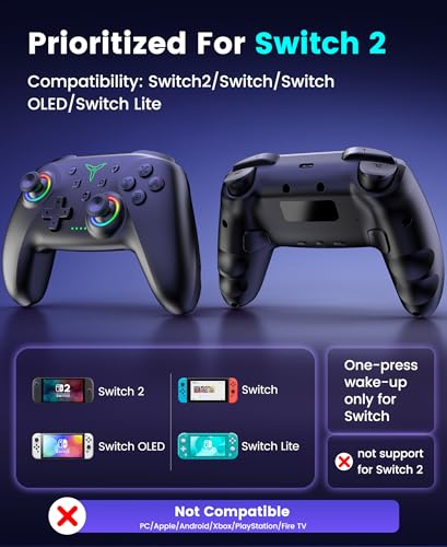 Switch 2 コントローラー 充電ベース搭載 Switch1/2代対応 ダブルホール TURBO連射 マクロ 背面ボタン付き RGBライト 1000mAh大容量 Bluetooth 無線接続 スイッチ コントローラー ジャイロセンサー 振動 プロコン Switch全世代に対応 日本語取扱説明書付き 黒