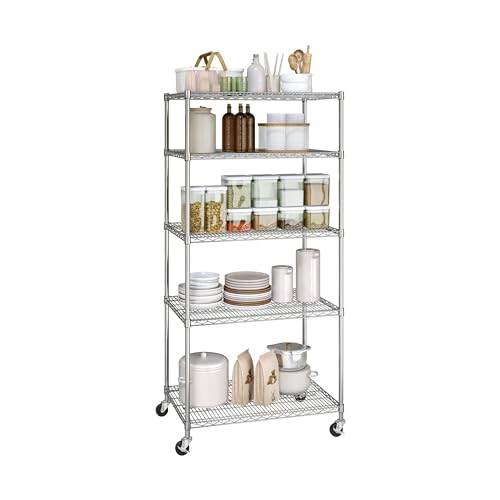 Seville Classics UltraDurable Heavy Duty NSF Solid Steel Wire Rack Storage Unit, Organizer for Garage, Warehouse, Office, Restaurant, Classroom, Kitchen, Steel, 5-Tier Shelving, 36" W x 24" D by Seville Classics - Image 7