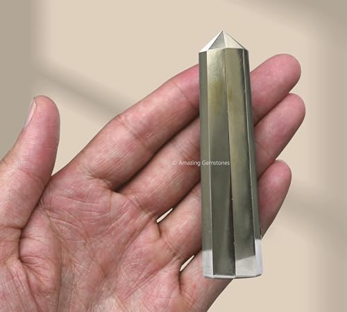 Image of Amazing Gemstone Pyrite Crystal Towers - Natural Healing Crystal Point Obelisk for Reiki Healing and Crystal Grid (3 inch to 4 inch INCH)