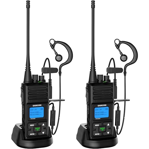 Image of SAMCOM Heavy Duty Walkie Talkies, FPCN30A 5 Watts High Grade Professional Two Way Radio, Group Call Radios with Earpiece, 2 Way Radio Long Range for Business Outdoor Hunting (2 Pack)