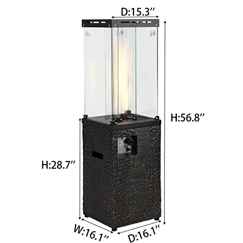 Ehomexpert Outdoor Patio Heater For Garden Porch Patio Deck Backyard,40,000 Btu Outdoor Heater With Waterproof Cover And Windproof Glass,Black&Gold thumb #2