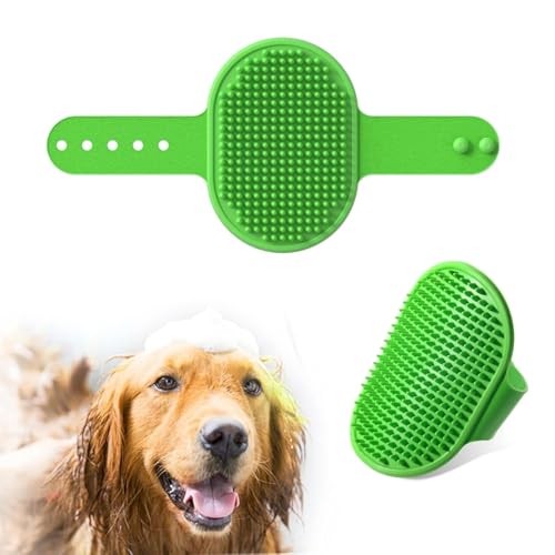 Petbabas Pet Grooming Brush | Soothing Massage Rubber Bath Comb | Shampoo Washing Shower Brush | Grooming Pet Glove with Adjustable Strap | Deshedding brush for long short haired pets