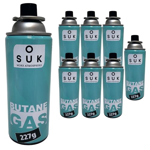 SOUK ONE Cartucho de gas premium de 227 g, tipo MSF-1a, válvula de bayoneta, estufa de camping, calentador de gas, cartucho de gas butano para camping (8 x 227 g)