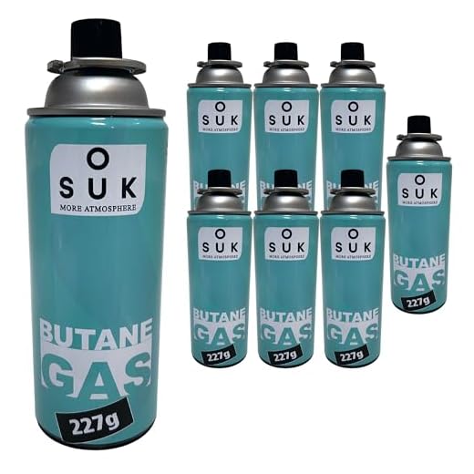SOUK ONE Cartucho de gas premium de 227 g, tipo MSF-1a, válvula de bayoneta, estufa de camping, calentador de gas, cartucho de gas butano para camping (8 x 227 g)