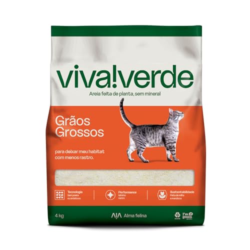 Viva Verde Areia Higiênica Biodegradável para Gatos Grãos Grossos 4kg