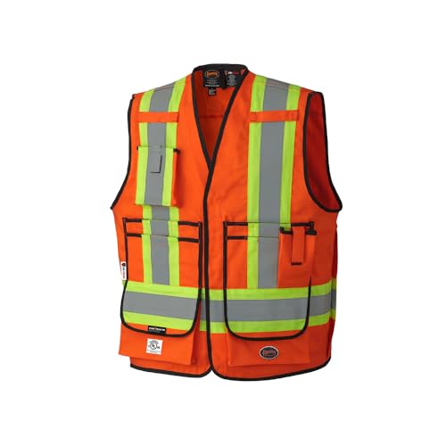 Pioneer Hi Vis FR Surveyor's Safety Vest - Flame Resistant ARC Rated - Reflective - for Men and Women - Orange - X-Large