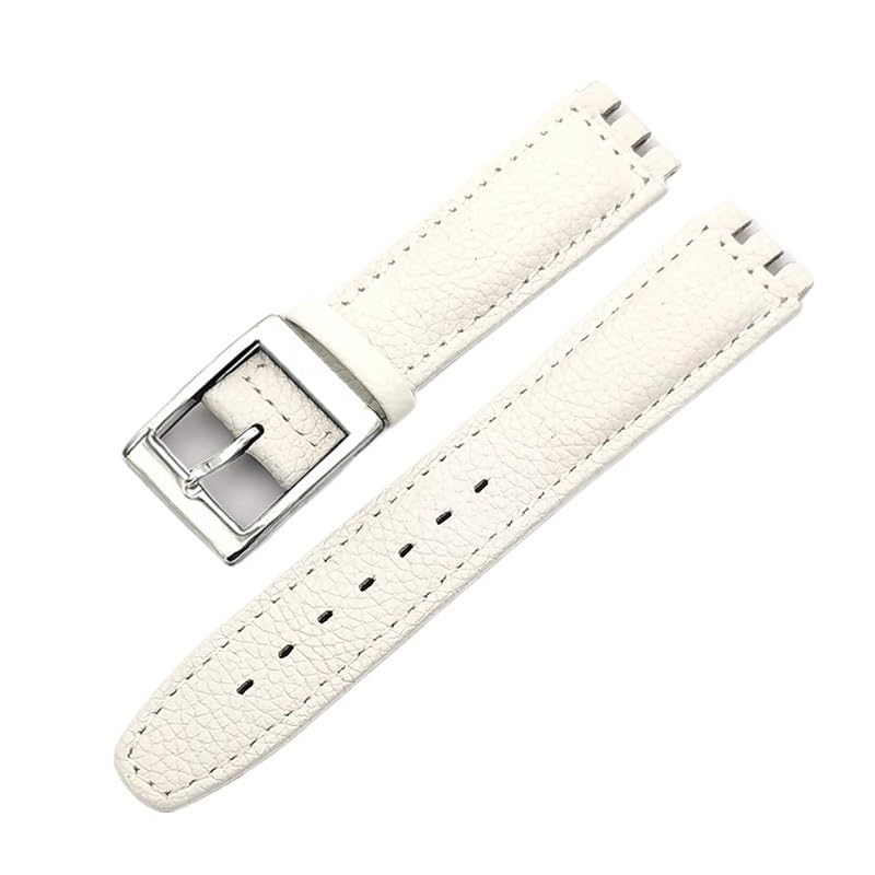 Bracelet montre cuir vachette blanc grain litchi boucle rectangulaire