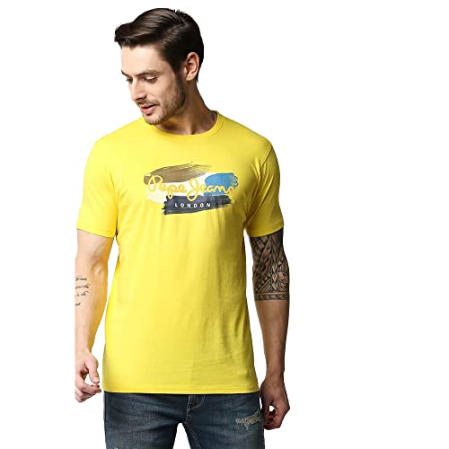 Image of Pepe Jeans Men's Crew Neck Graphic Print Slim Fit T-Shirt