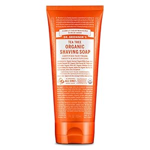 Dr. Bronner’s – Organic Shaving Soap (Tea Tree, 207 mL) – Certified Organic, Sugar and Shikakai Powder, Soothes and Moisturizes for Close Comfortable Shave, Use on Face, Underarms and Legs