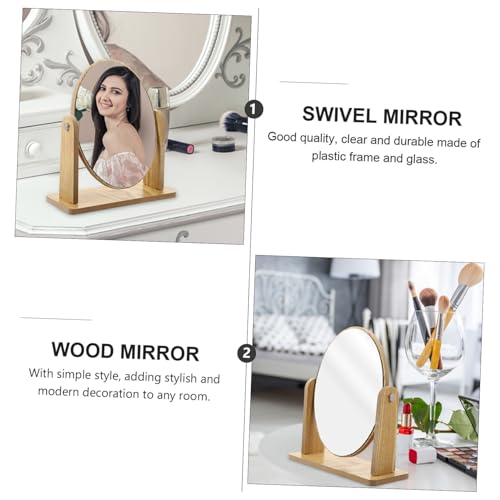 Espejo de maquillaje de madera ajustable para un tocador moderno y elegante 6