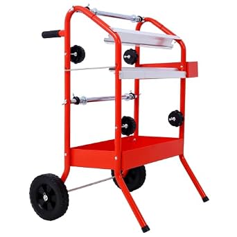 Mobile 18" Multi-Roll Masking Paper Machine with Storage Trays - Indoor & Outdoor Decoration Spray Paint Masking Auto Body Paint & Repair Shop Red