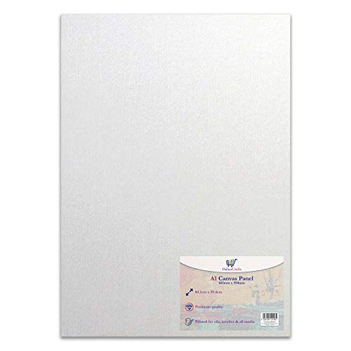 A1 Canvas Panel Stretched Blank Canvas Board Primed Artist Boards 100% Cotton For Oil Paint Acrylic Painting Mixed Media Acid Free White Canvases Art Painting Panel (A1 Size - 594mm x 841mm - 1 Board)