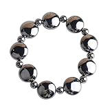 Pulsera elástica ergonómica de cuentas redondas planas de terahercios para aliviar la fatiga de la mano, diseños unisex, piedra de cristal natural de terahercios