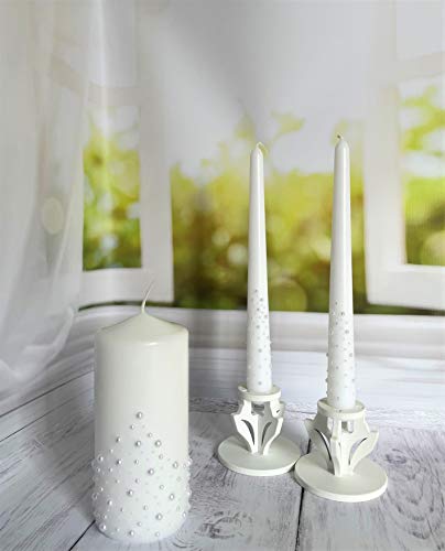Magik Life Unity Candle Set for Wedding - Wedding Accessories for Reception and Ceremony - Candle Sets - 6 Inch Pillar and 2 10 Inch Tapers - Decorative Pillars White - Thumbnail 7