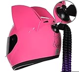 [Diseño de apariencia]: casco de motocicleta estilo oreja de gato de diseño europeo, que incluye la boca delantera, la parte superior y la cola, lo que hace que el casco esté más de moda.