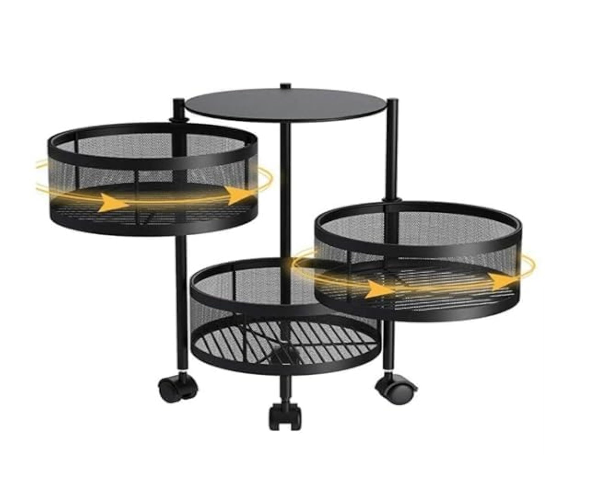Metal Food Vegetable Storage Containers, Rotatable Trolley