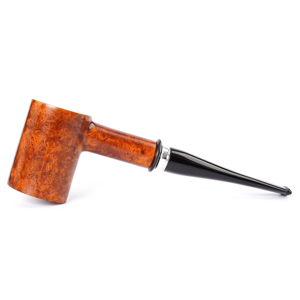 Heysong Handgefertigte Holzpfeife, 9 mm, mit konischem Stiel und Silberring, HSAA0274 (helle Farbe)
