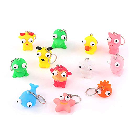 eye popper ducks - ERANCE Raised Eyes Doll Anti Stress Ball Vent Animal Keychain Squeezing Toys, Vent Animal Keychain, 10 Pack