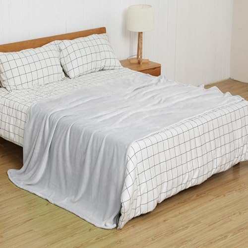 Mixibaby Kuscheldecke Flauschige extra weich & warm Wohndecke Flanell Fleecedecke, Falten beständig/Anti-verfärben als Sofadecke oder Bettüberwurf, Größe:150 cm x 200 cm, Farbe:Hellgrau