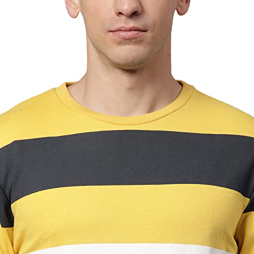 Image of Hubberholme Women's Winter Wear Cotton Blend Striped Crew Neck Pullover Sweatshirt