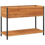 vidaXL Pflanzkübel, Blumenkübel mit Ablage, Blumenkasten für Terrasse Garten Balkon, Pflanzkasten Hochbeet, Massivholz Akazie Stahl