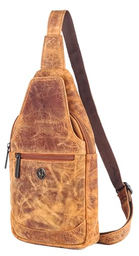 Image of WildHorn Leather Sling Crossbody Bag for Men, Stylish Chest Shoulder Bag for Men Women, Adjustable Strap for Commuting Travel Outdoor Activities Cycling