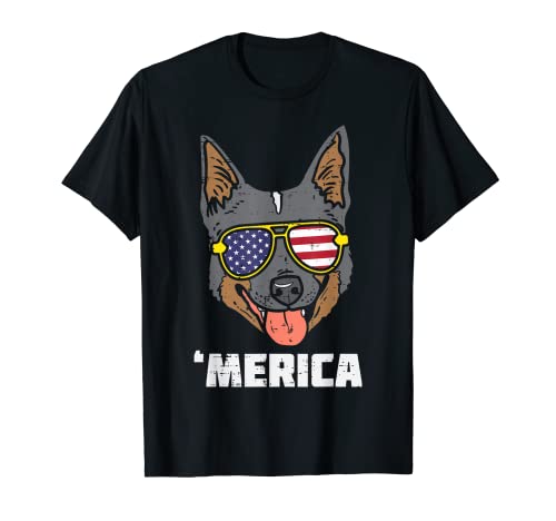 Australian Cattle Dog Heeler Merica 4th Of July Fourth Dog T-Shirt, Black