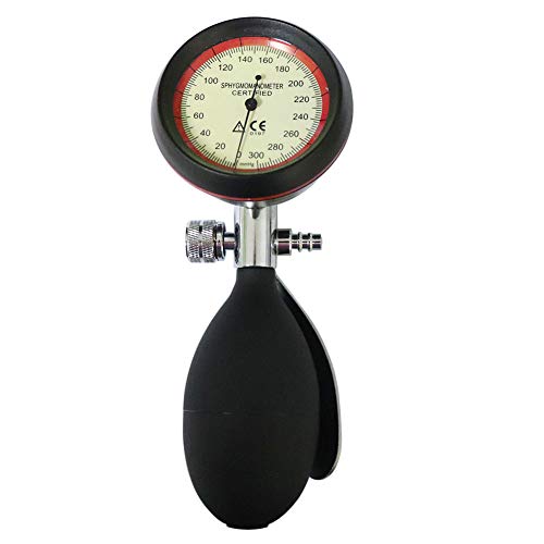 Hand-held Aneroid Sphygmomanometer with Pressure Inflation Bulb. Guage Range: 0-300mmHg