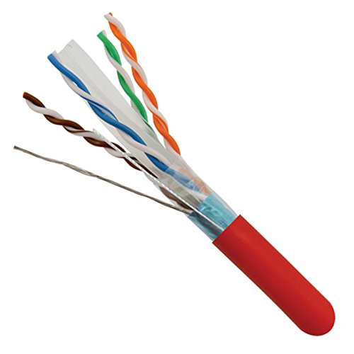 Vertical Cable Cat6, 550 Mhz, Shielded, 23Awg, Solid Bare Copper, 1000Ft, Bulk Ethernet Cable, Red #TOP1