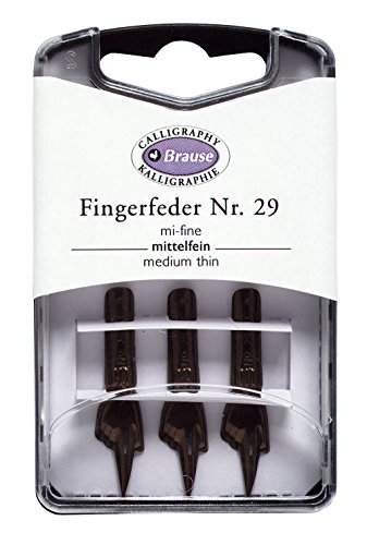Brause J.Herbin 300029B - Packung mit 3 Fingerfedern, für eine exacte Strichführung, ideal für Kalligraphie, 1 Pack