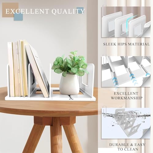 Image of File Organizer Rack | Foldable File Sorter Office Desk Accessories | Durable & Sturdy | Easy Assembly | Book Holder Magazine Stand | for Office, Home (Blue, 4 Compartment)