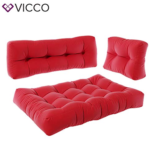 Palettenkissen Palettensofa Palettenpolster Kissen Polster Lehne Sitz+Seiten+Rückenkissen Rot - 6