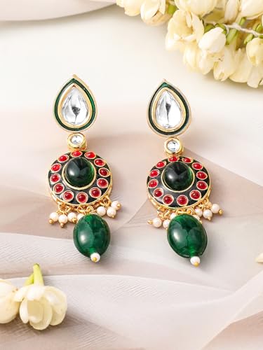 Image of Rubans Necklace Maangtikka Set Gold Plated Kundan & Pearl Jewellery Gift for Women & Girls