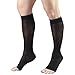 Truform Sheer Compression Stockings, 15-20 mmHg, Women's Knee High Length, Open Toe, 20 Denier, Black, Medium