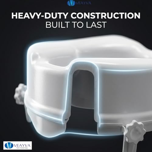 Image of Veayva Commode Raiser 4 Inch with 4 Clips - Raised Toilet Seat for Adults, Seniors & Patients | Toilet Height Raiser for Western Commode | Portable Toilet Seat Extension for Elderly & Disabled