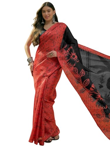 Image of SIRIL Women's Cotton Printed Saree With Unstitched Blouse Piece