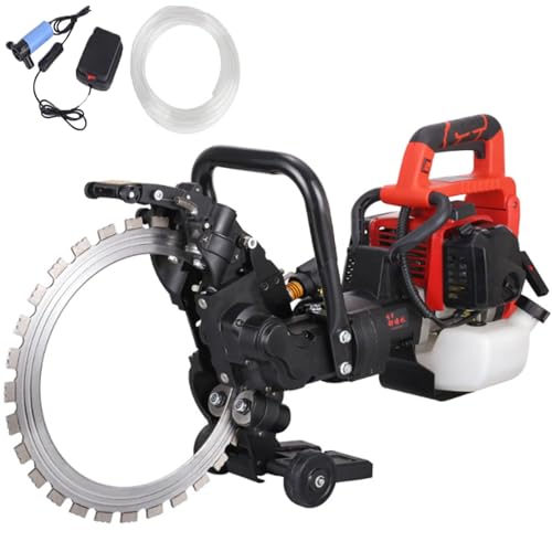 Sierra circular de corte de pared de gas de 52 cc, 4800 W, 9000 RPM, profundidad de corte de 12 pulgadas, capacidad de tanque de combustible de 1.3 L, máquina ranuradora de pared de corte húmedo