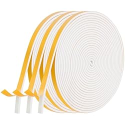 AiQInu Burlete Ventana Corredera, Burlete Puerta 3 Rollos 6mm(W) x3mm(T) x5m(L) Espuma Burlete Adhesivo de Alta Densidad para Anti Frío, Aislante,Ruido y Colisión