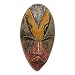 NOVICA Red and Yellow Carved Wooden African Wall Mask from Ghana, Stunning Amahle'