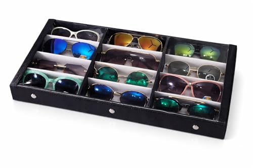 Image of Sunglass,Goggles,Eyewear,Storage Boxes case cover 12pcs compartment organizer Clear Red color (Make in india)