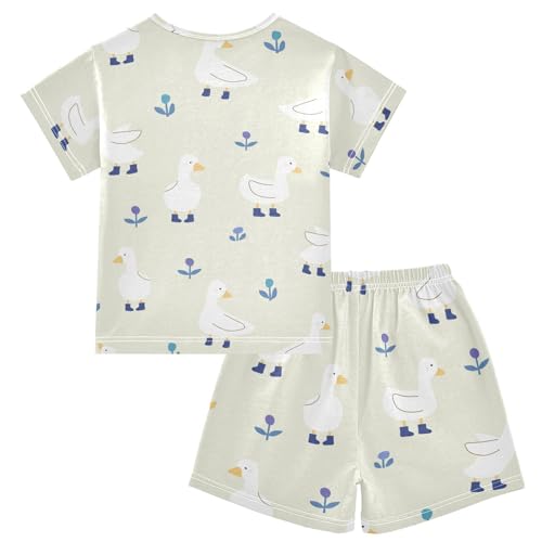 Pajama Short Sets Ducks Cute Soft Cotton Summer Sleepwear 2 Piece PJS Size 5-14T2