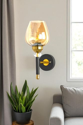 Image of Prop It Up Vintage Wall Light for Hall, Glass Bell Shade wall lamp for Home, Golden Antique Finish, LED Compatible, 60W E27 Base,Bulb not Included