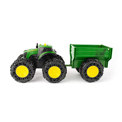 TOMY Monster Treads - John Deere Tractor Toy and Wagon - Includes Lights, Sounds, and Monster Truck Tires - John Deere Farm Toys - Ages 3 Years and Up by John Deere - Image 2
