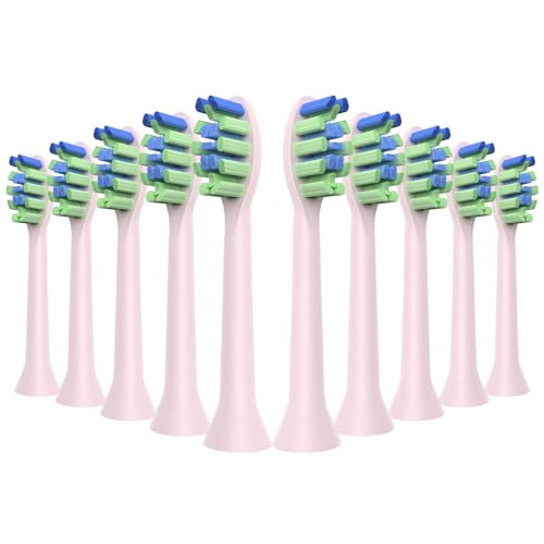Toolsy 10PCS Replacement Heads Compatible with 7am2m AM100/AM101/AM105/AM111 Electric Toothbrush- Click Toothbrush Refills Compatible with 7am 2m, 10 Count (Pink)