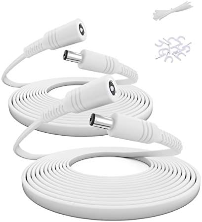 Basesailor 12V DC Extension Cable 9M 2-Pack,DC 2.1mm x 5.5mm 5521 Power Supply Adapter Flat Extender Cord,Female to Male Wire for CCTV Security Camera,IP Network Camera,DVRs and More Devices