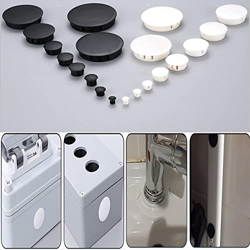 Image of Heyiarbeit 30pcs Hole Plugs 5 /8 inch / 16mm Nylon Plastic Round Snap in Type Locking Hole Tube Furniture Fencing Post Pipe Insert End Caps Black Tone