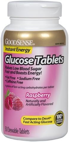 GoodSense Glucose Tablets, Raspberry, 50 Count
