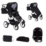 Bebebi Paris | 4 in 1 Kinderwagen Komplettset | ISOFIX Basis | Luftreifen | Farbe: Phantom
