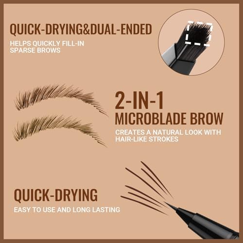 iMethod Eyebrow Pen - Eyebrow Pencil,2-in-1 Eyeliner Dual-Ended Microblading Eyebrow Pencil Long Lasting Waterproof Hair-Like Brow Pencil,with Eyebrow Brush,Eyebrow Pencils for Women,Grey - 1